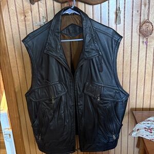 Men's Black Leather Vest